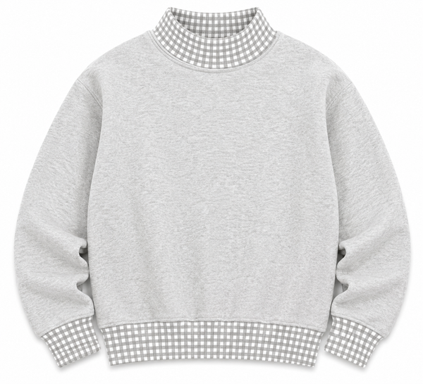 Adult Gingham Mock Neck Sweatshirt | PRE-ORDER | Embroidery, HTV