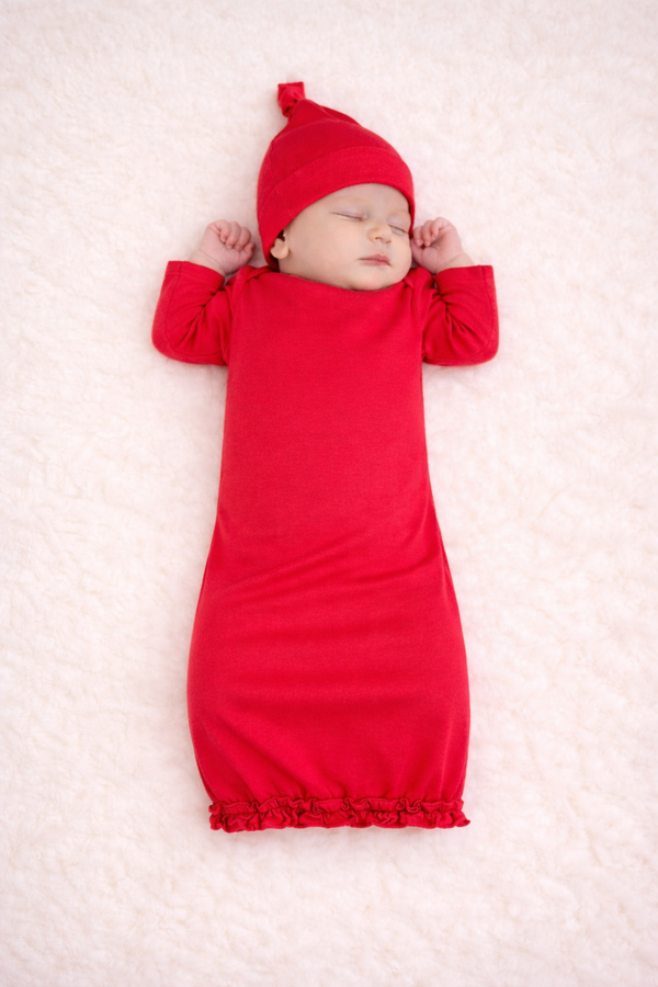 Ruffle Long Sleeve Baby Gown -- 100% Cotton Blank | 6 Colors | Hidden Zipper | Embroidery Ready | 0-3M Ruffle Long Sleeve Baby Gown -- 100% Cotton Blank | 6 Colors | Hidden Zipper | Embroidery Ready | 0-3M