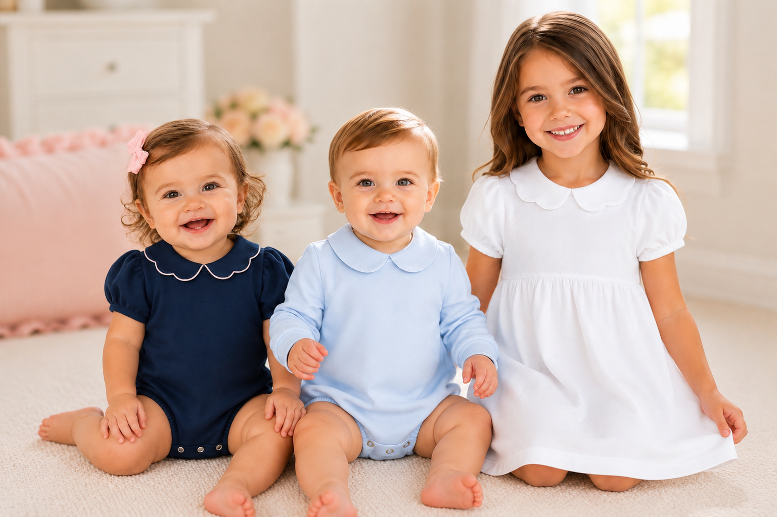 Sweet Classics Collection | 8 Products  │  Boys Peter Pan Collar + Girls Scalloped Collar  │  100% Cotton  │  Family Matching