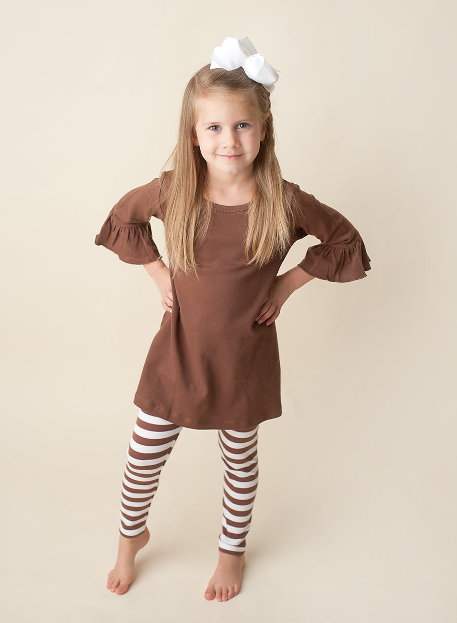 Girl&#39;s Bell Sleeve Tunics and Striped Legging Bundle