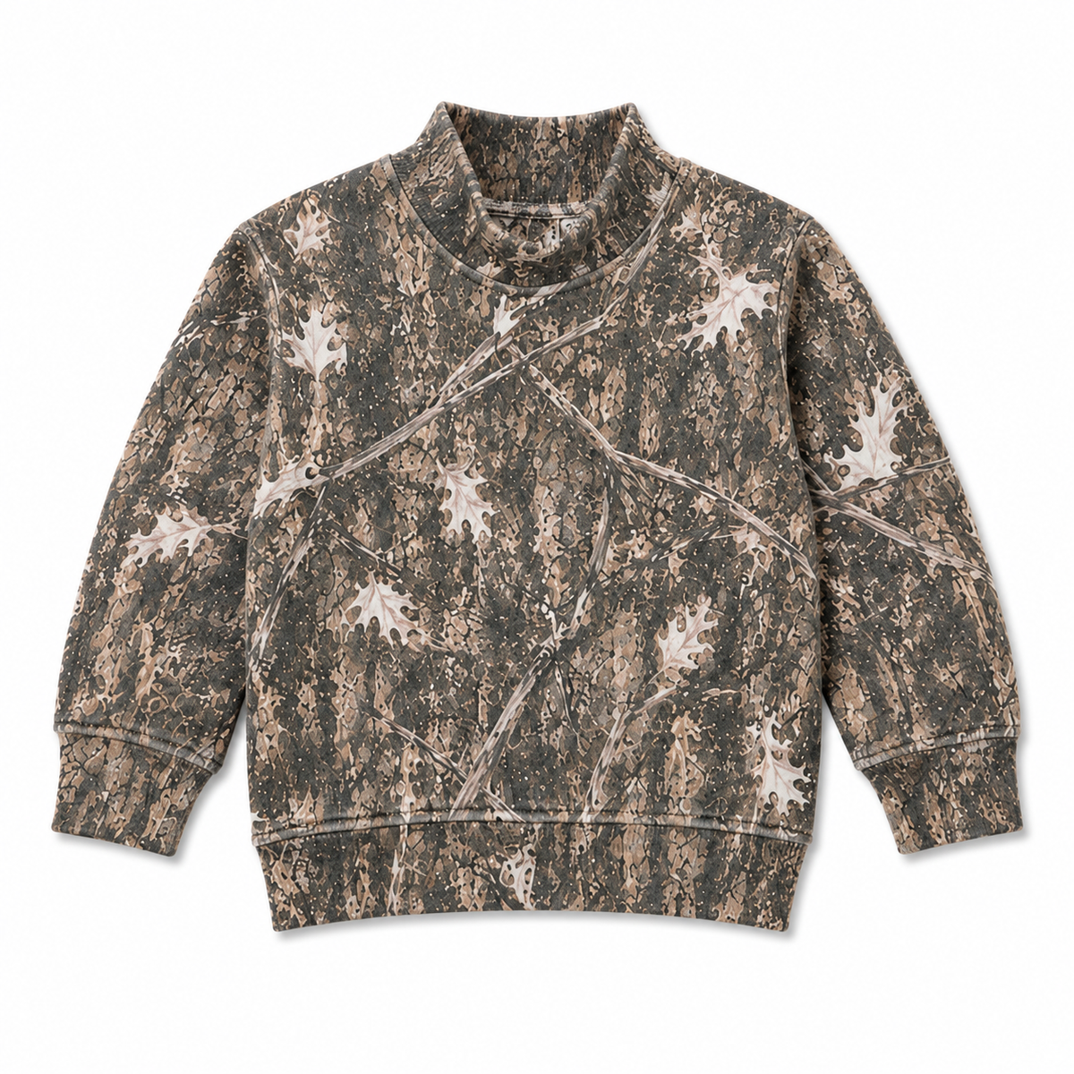 Woodland Camo / White Camo / Gray Leopard Kids Mock Neck Sweatshirt | PREORDER 5