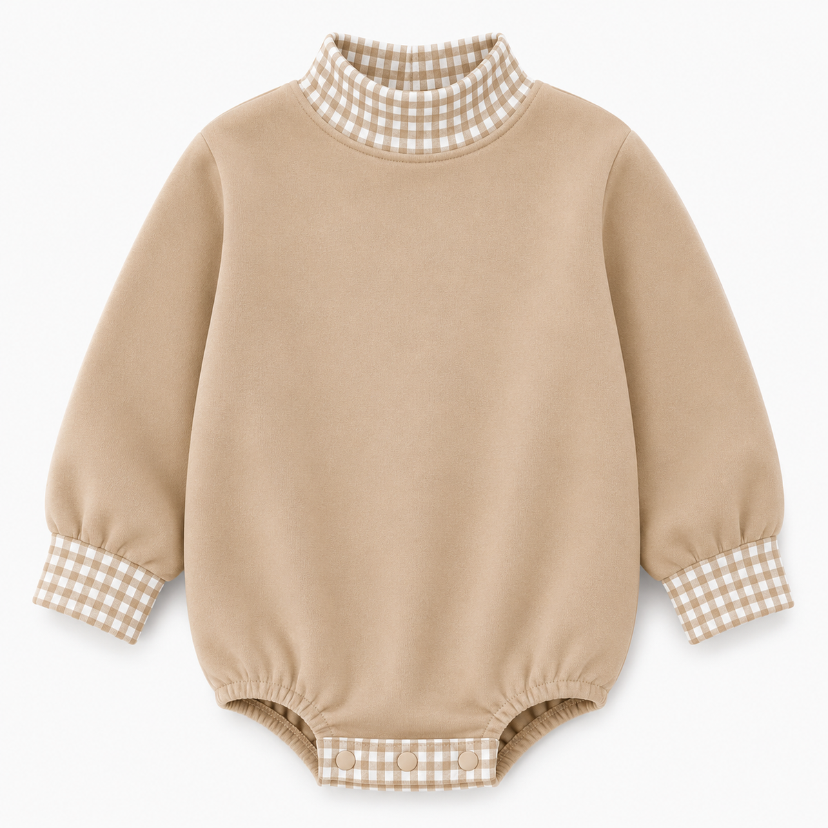 Gingham Mock Neck Baby Bubble  |PRE-ORDER | Embroidery, HTV & DTF Blank