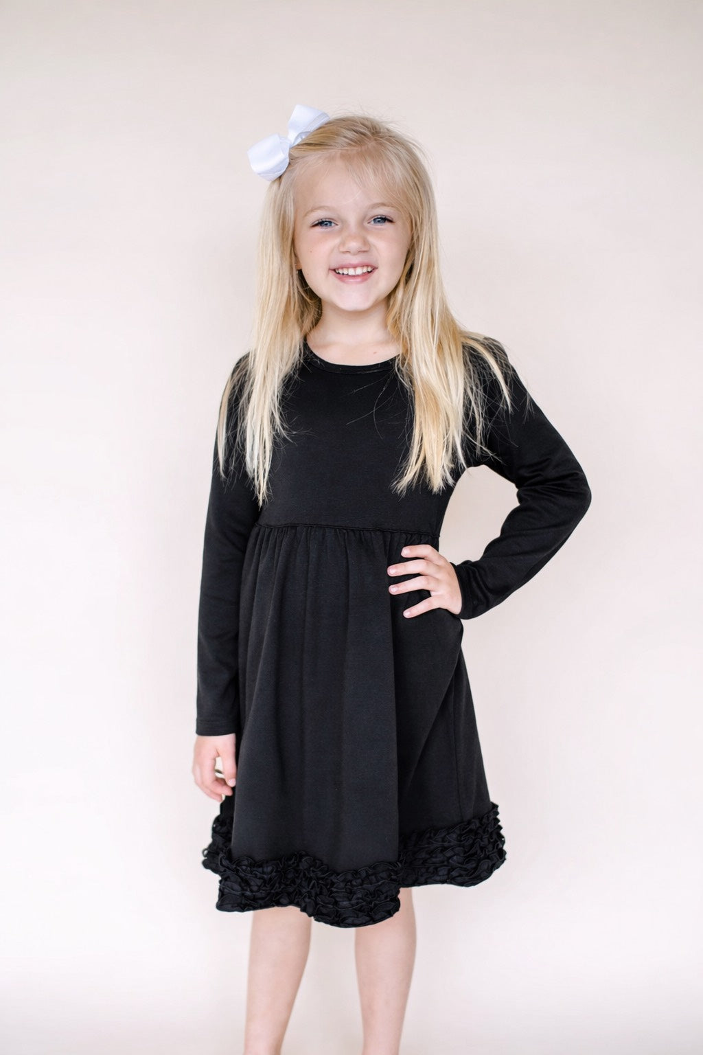 Girl's Long Sleeve Ruffle Empire Waist Dress (12M-Toddler)