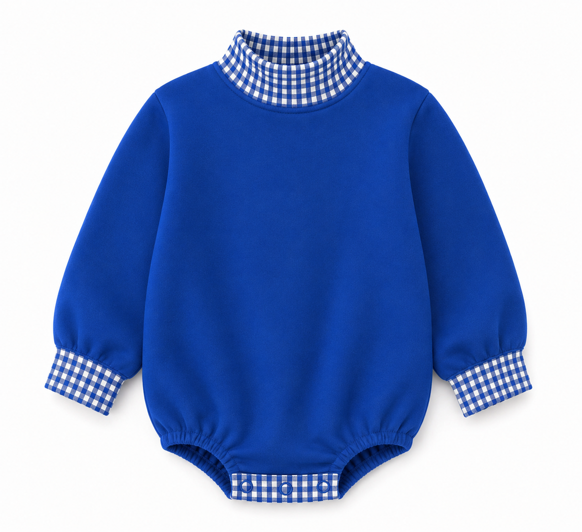 Gingham Mock Neck Baby Bubble  |PRE-ORDER | Embroidery, HTV & DTF Blank