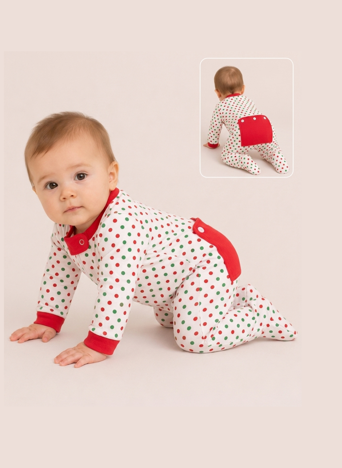 Christmas Button Flap Baby Footie – PRE-ORDER | Merry Dot, Jolly Stripes & Yuletide Toile | Newborn–18M