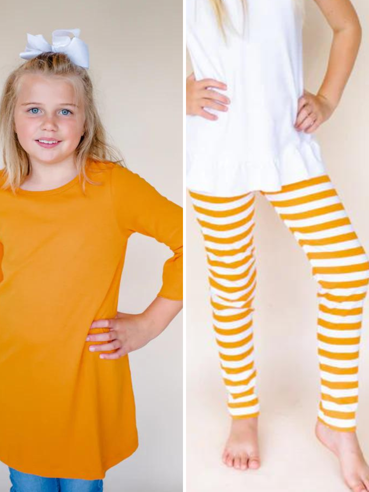 Girl&#39;s Bell Sleeve Tunics and Striped Legging Bundle