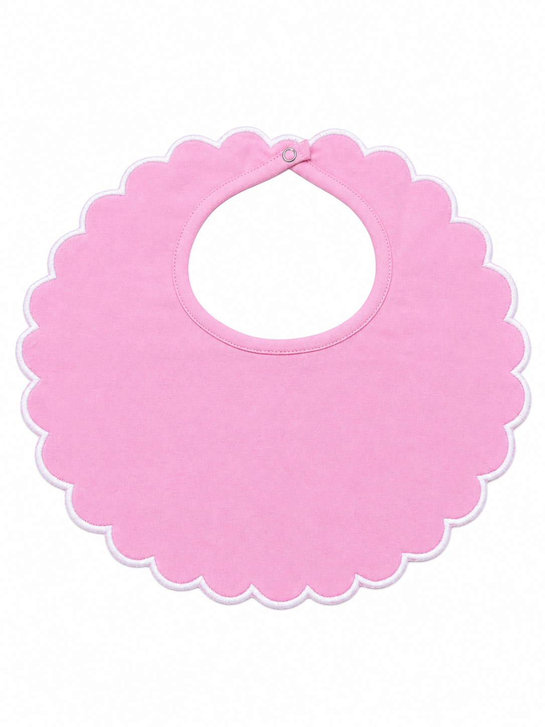 Sweet Scallop Baby Bib -- 100% Cotton Boutique Blank for Embroidery & Monogram | Scalloped Edge | Snap Closure