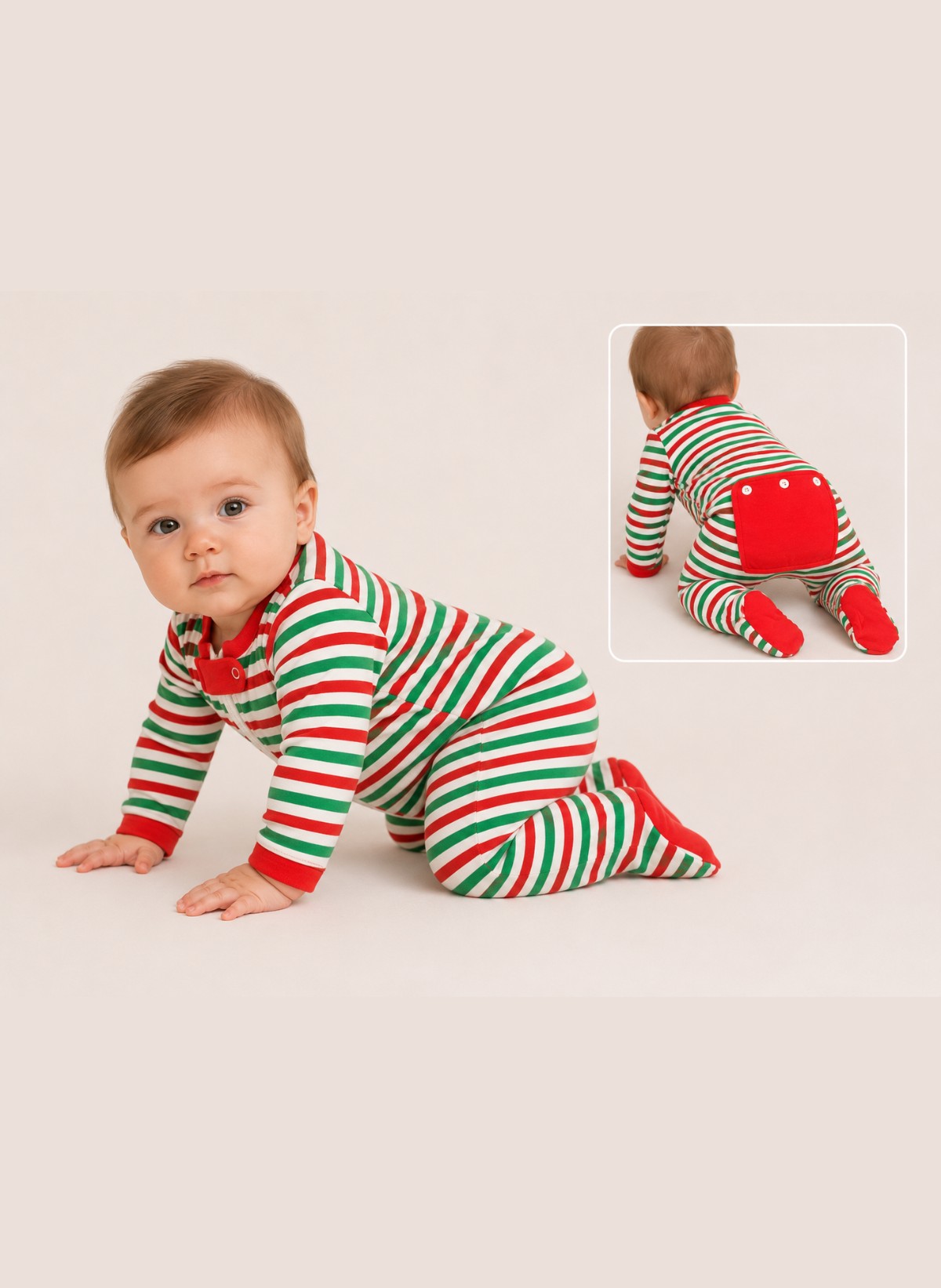 Christmas Button Flap Baby Footie – PRE-ORDER | Merry Dot, Jolly Stripes & Yuletide Toile | Newborn–18M