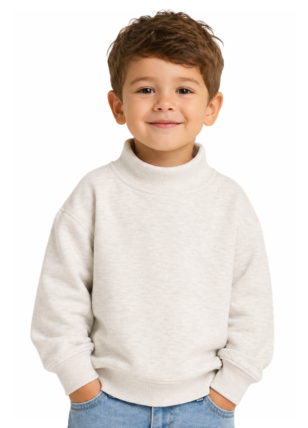 Child in mock neck sweatshirt