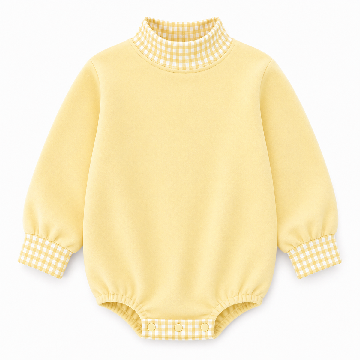Gingham Mock Neck Baby Bubble  |PRE-ORDER | Embroidery, HTV & DTF Blank