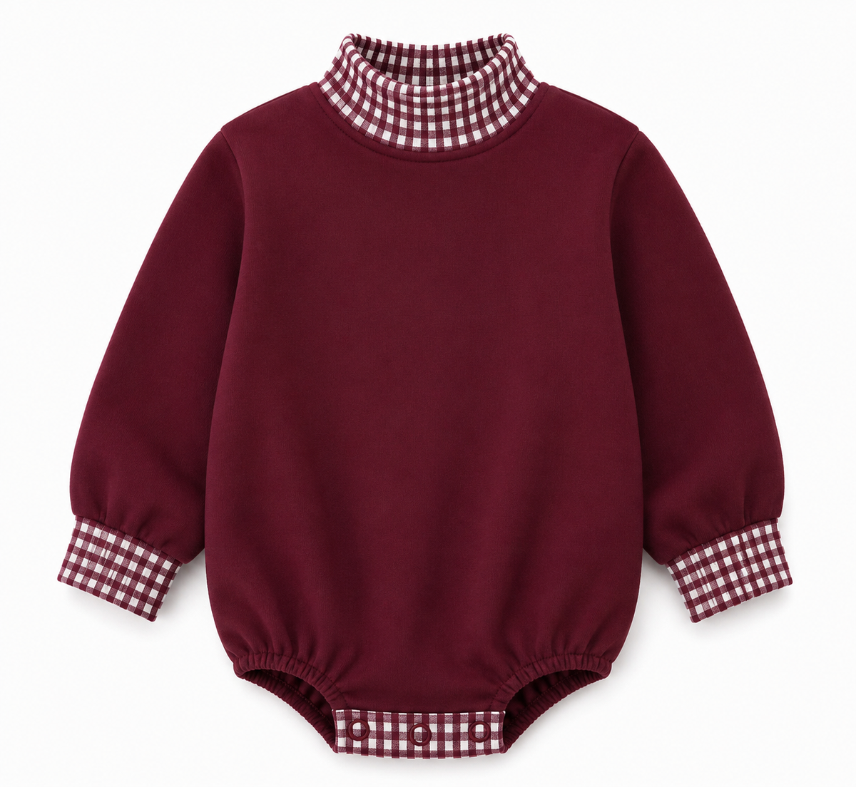 Gingham Mock Neck Baby Bubble  |PRE-ORDER | Embroidery, HTV & DTF Blank