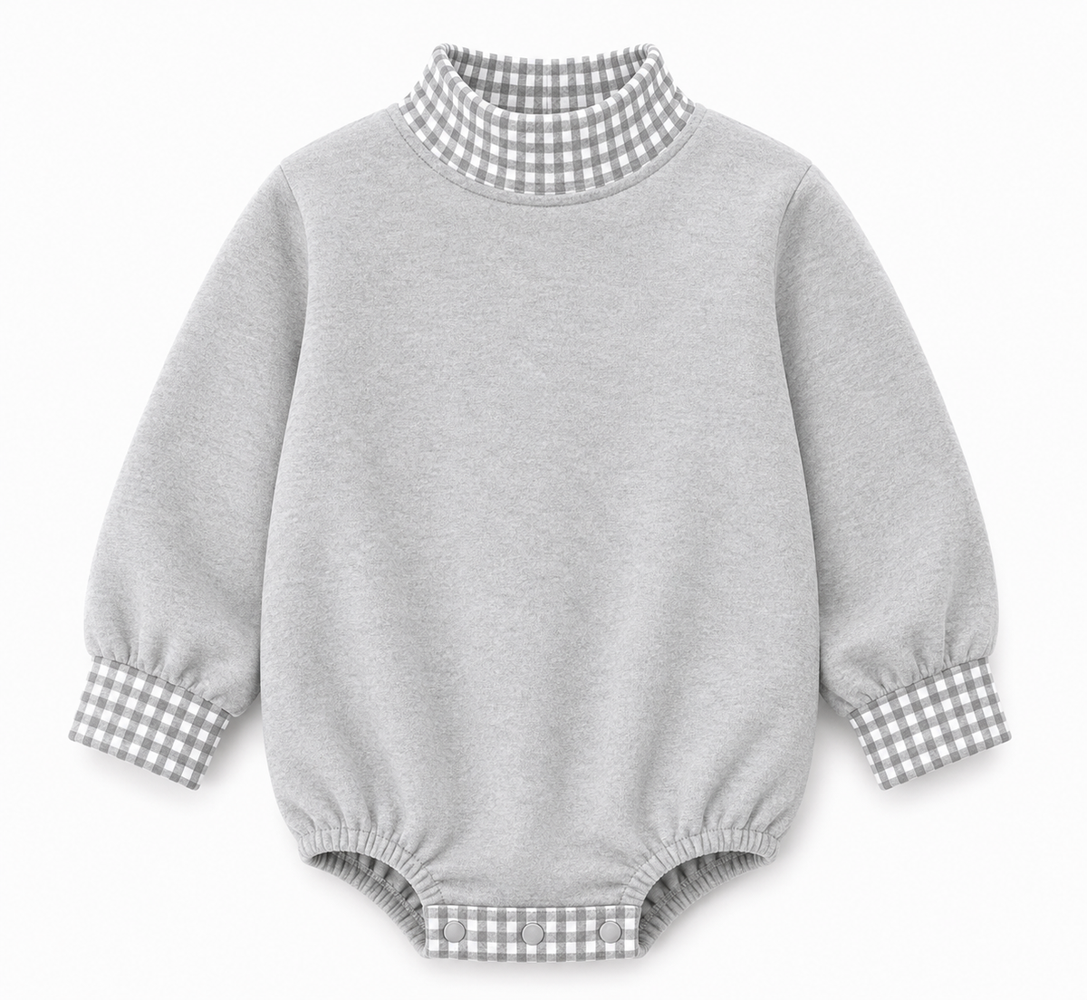 Gingham Mock Neck Baby Bubble  |PRE-ORDER | Embroidery, HTV & DTF Blank
