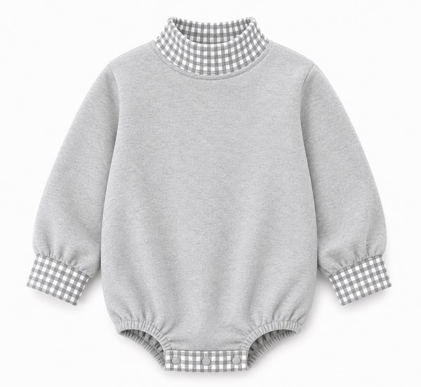 Gingham Mock Neck Baby Bubble |PRE-ORDER | Embroidery, HTV & DTF Blank ...