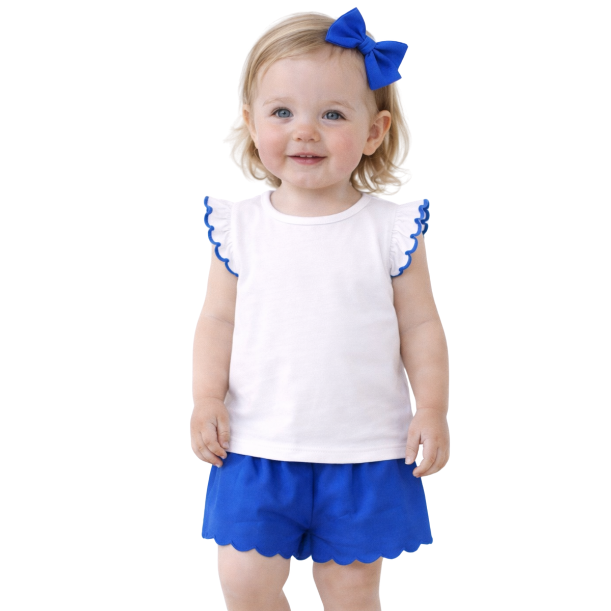 Scallop Angel Sleeve Shorts Set