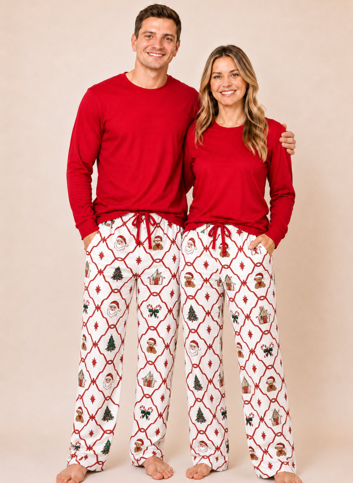 Christmas Adult Pajama Set – PRE-ORDER | Merry Dot, Jolly Stripes & Yuletide Toile | Sizes XS–XXXL