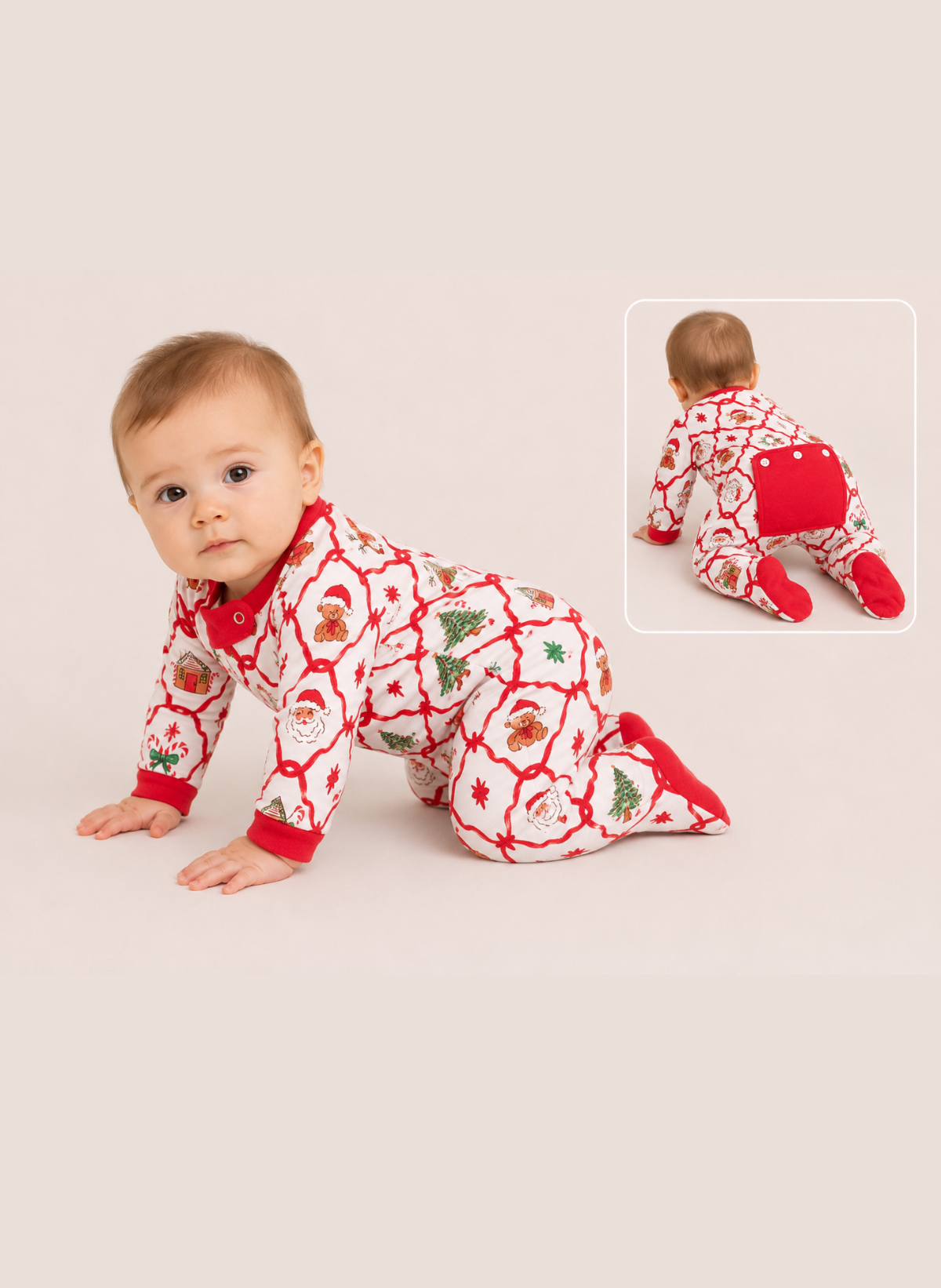 Christmas Button Flap Baby Footie – PRE-ORDER | Merry Dot, Jolly Stripes & Yuletide Toile | Newborn–18M