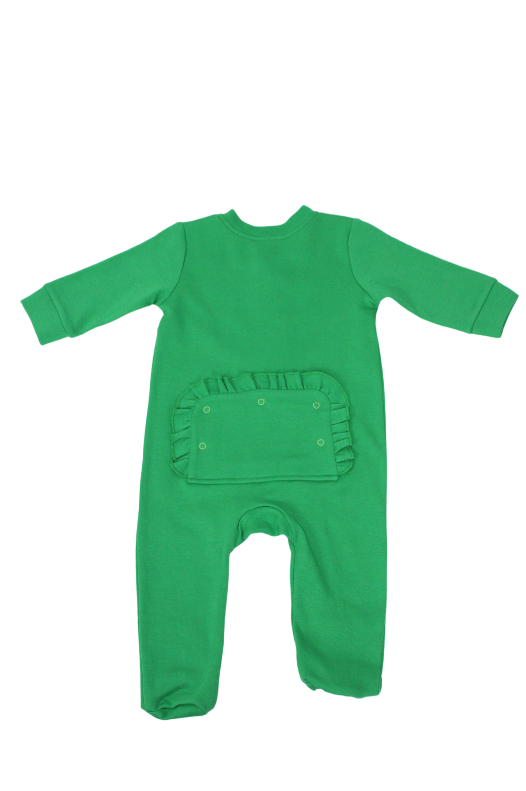 Zippered One Piece Footie with ruffle bottom flap