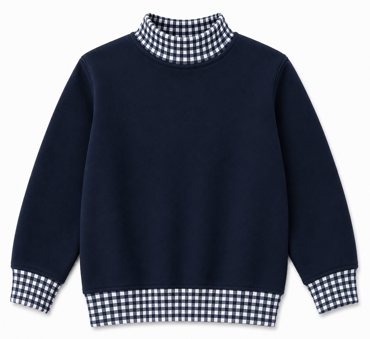 Kids Gingham Mock Neck Sweatshirt | PRE-ORDER| 12M–14Y