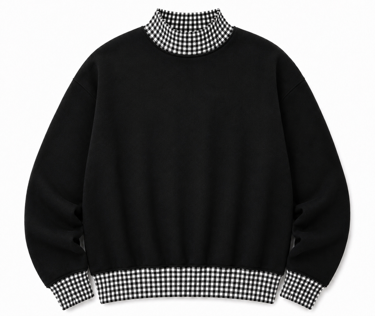 Adult Gingham Mock Neck Sweatshirt | PRE-ORDER  | Embroidery, HTV & DTF Blank
