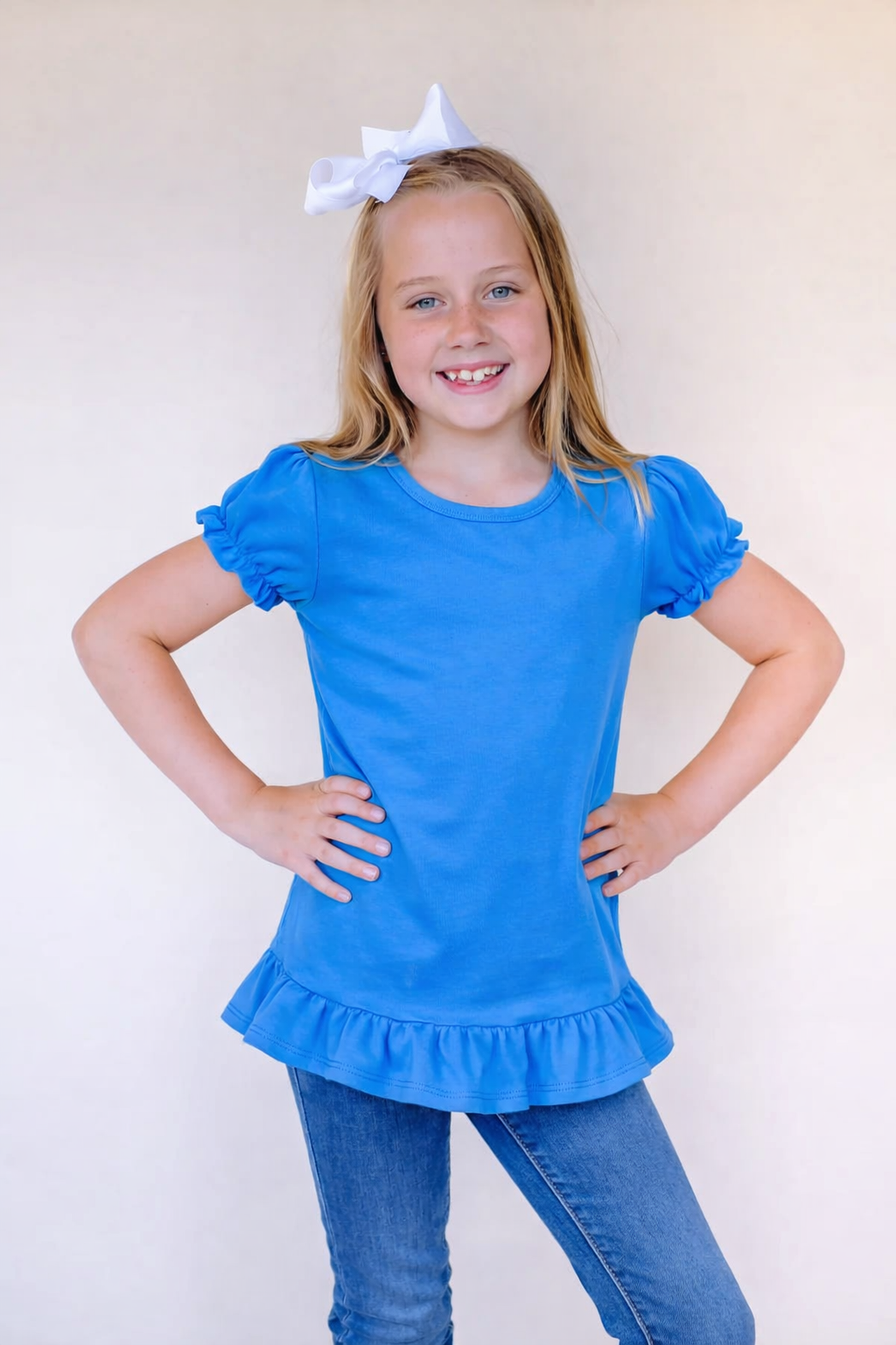 Ruffle short sleeve shirt — cotton boutique blank for embroidery and HTV — ARB Blanks