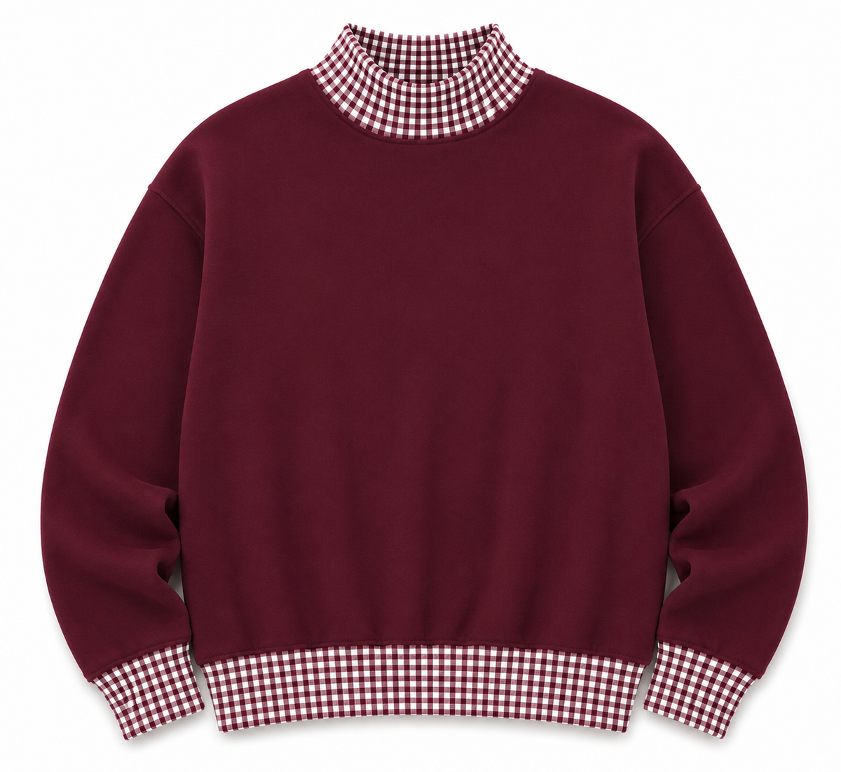 Adult Gingham Mock Neck Sweatshirt | PRE-ORDER  | Embroidery, HTV & DTF Blank