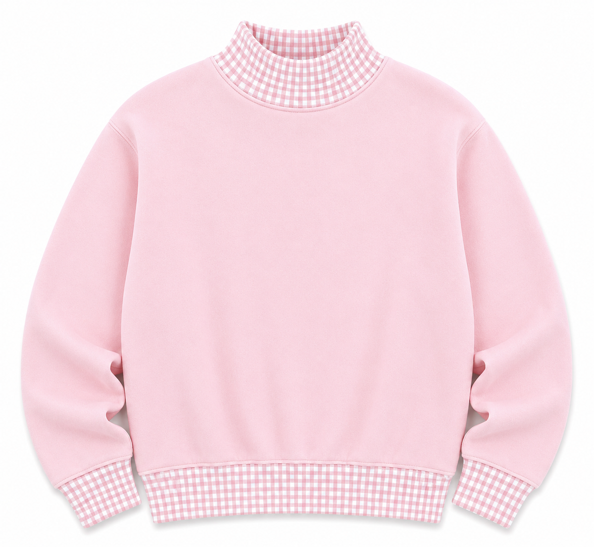 Adult Gingham Mock Neck Sweatshirt | PRE-ORDER  | Embroidery, HTV & DTF Blank