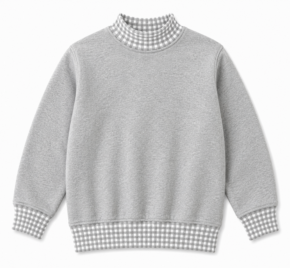 Kids Gingham Mock Neck Sweatshirt | PRE-ORDER| 12M–14Y