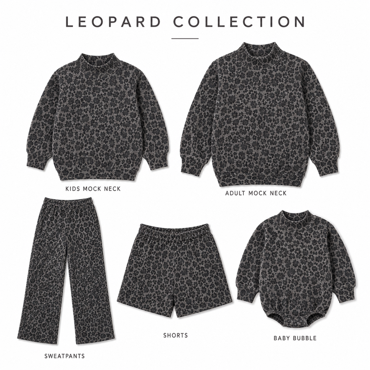 Woodland Camo / White Camo / Gray Leopard Kids Mock Neck Sweatshirt | PREORDER 5