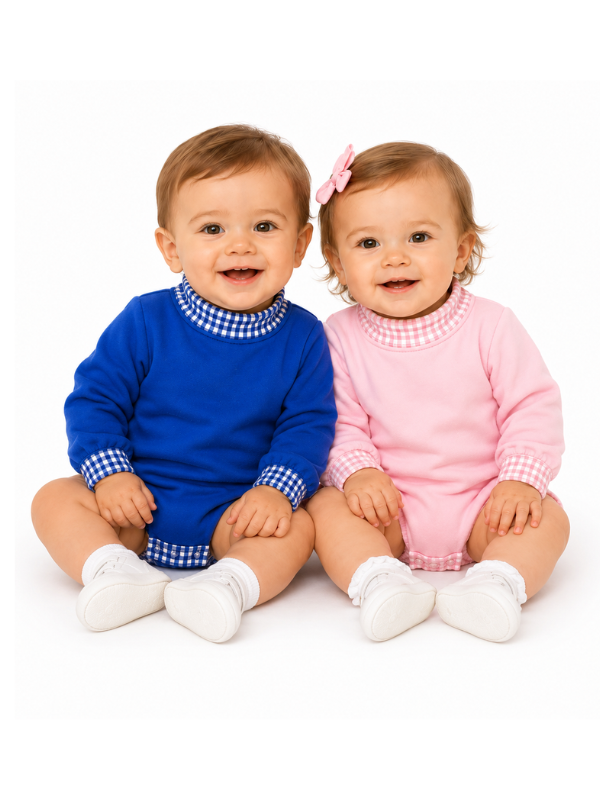 Gingham Mock Neck Baby Bubble  |PRE-ORDER | Embroidery, HTV & DTF Blank