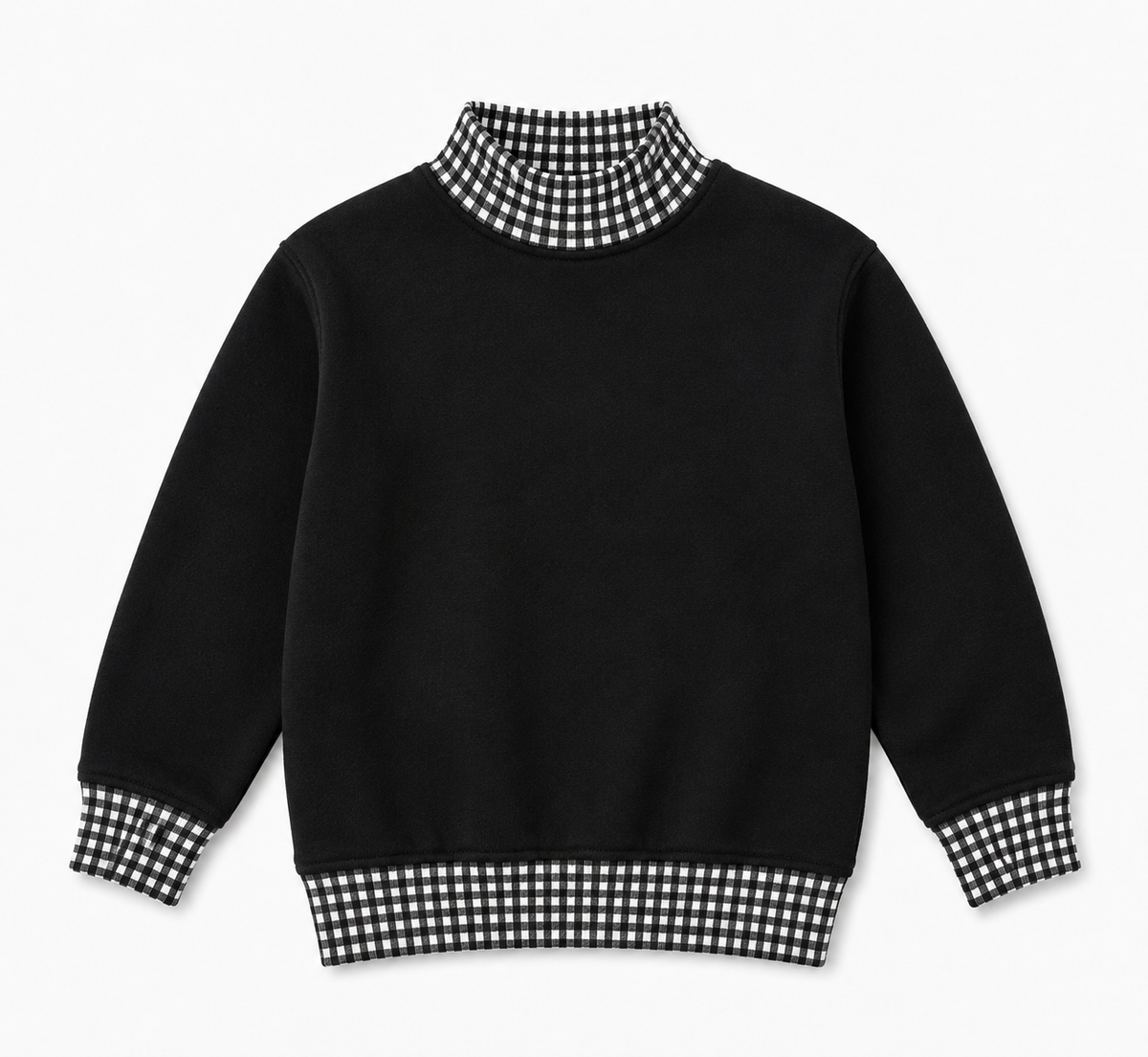 Kids Gingham Mock Neck Sweatshirt | PRE-ORDER| 12M–14Y