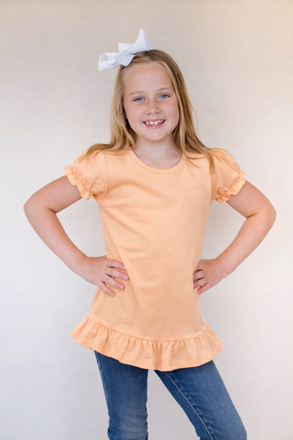 Ruffle short sleeve shirt — cotton boutique blank for embroidery and HTV — ARB Blanks