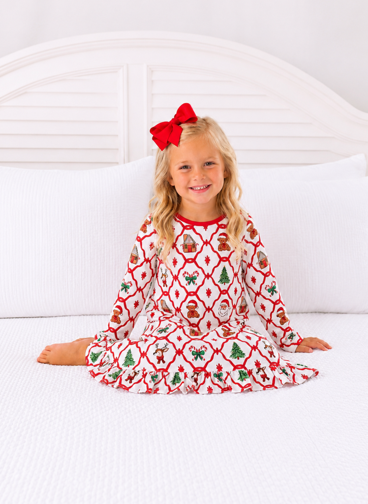 Christmas Girls Lounge Dress – PRE-ORDER | Merry Dot, Jolly Stripes & Yuletide Toile | Sizes 12M–16Y