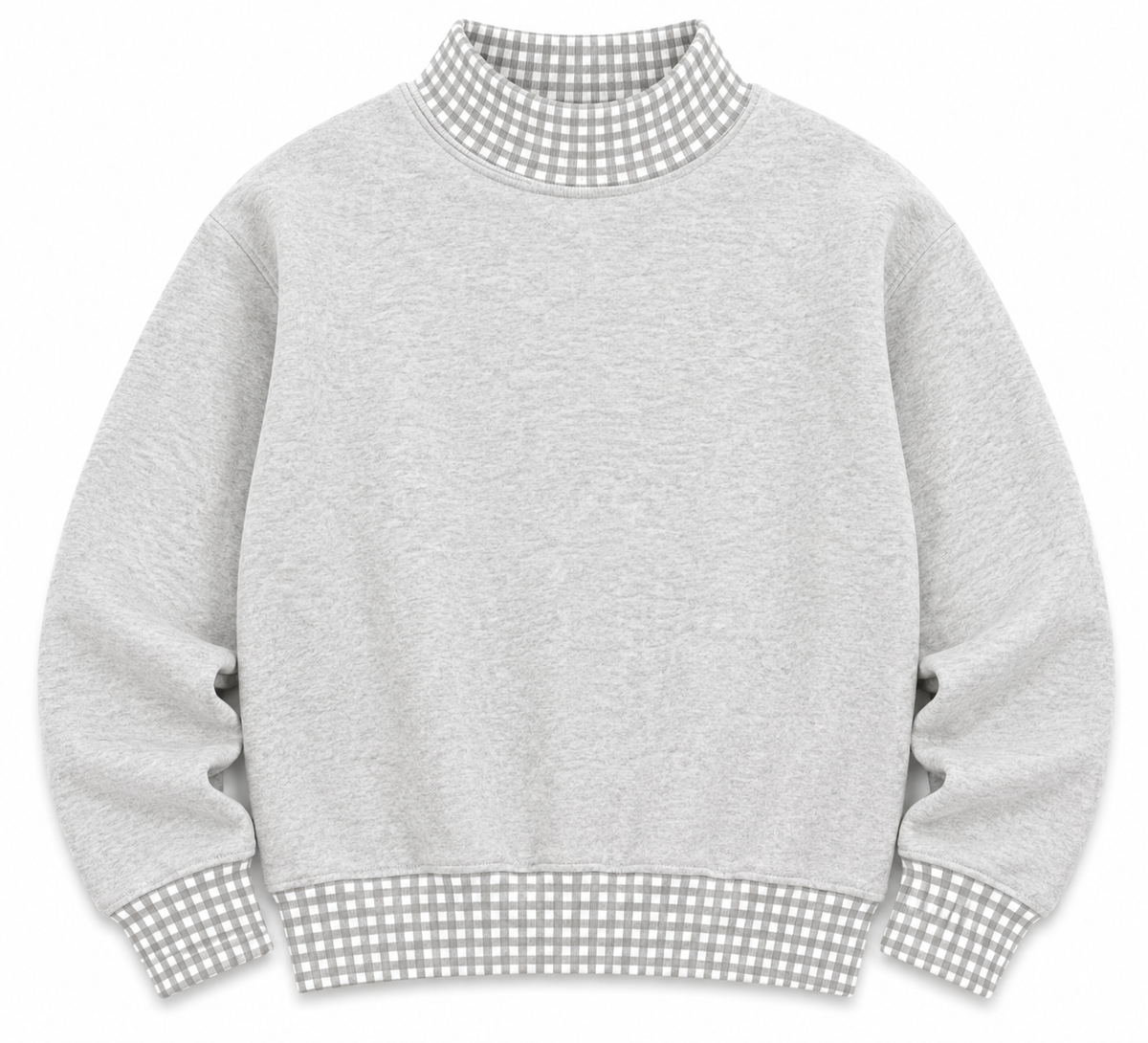 Adult Gingham Mock Neck Sweatshirt | PRE-ORDER  | Embroidery, HTV & DTF Blank