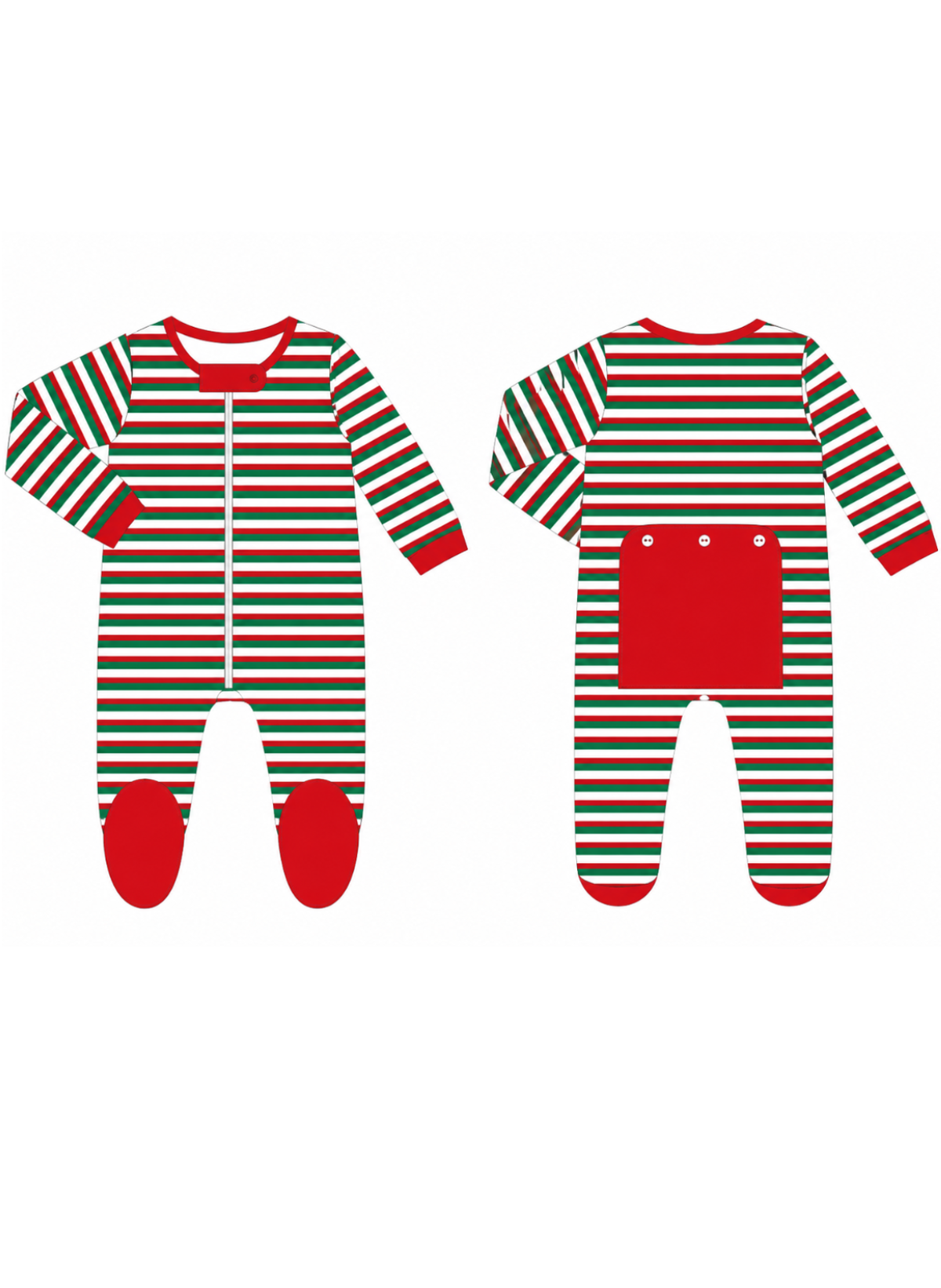 Christmas Button Flap Baby Footie – PRE-ORDER | Merry Dot, Jolly Stripes & Yuletide Toile | Newborn–18M