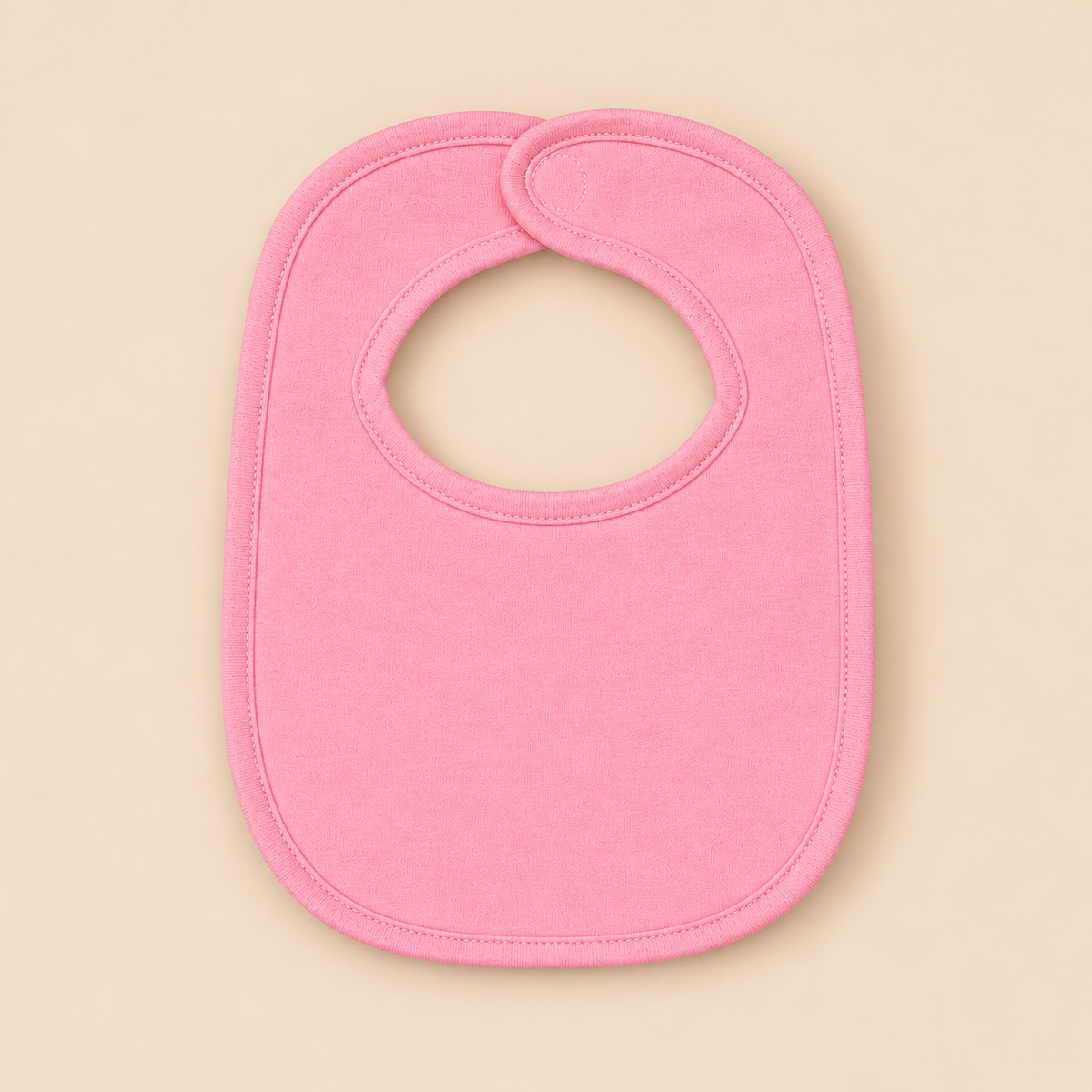 Bubble gum pink plain baby bib blank, velcro closure, cotton and chenille construction — ARB Blanks