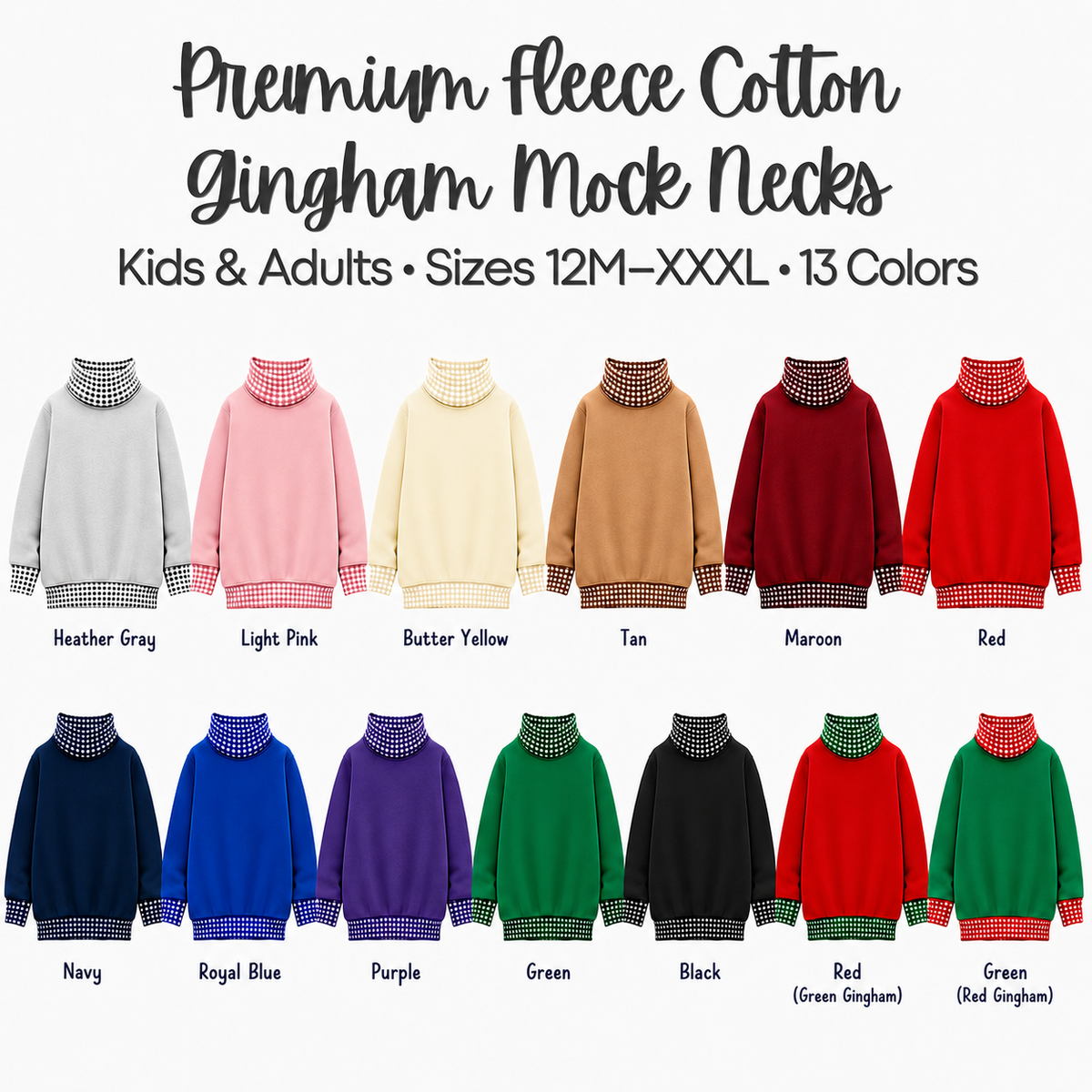 Kids Gingham Mock Neck Sweatshirt | PRE-ORDER 6 | 12M–14Y