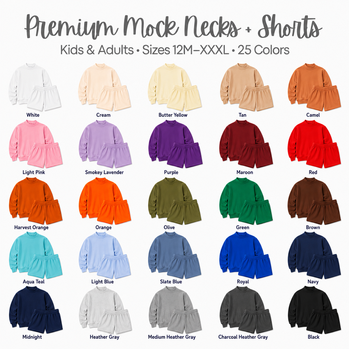 Adult Premium Cotton Shorts with Pockets | PRE-ORDER 6 | Embroidery, HTV & DTF Blank | 25 Colors
