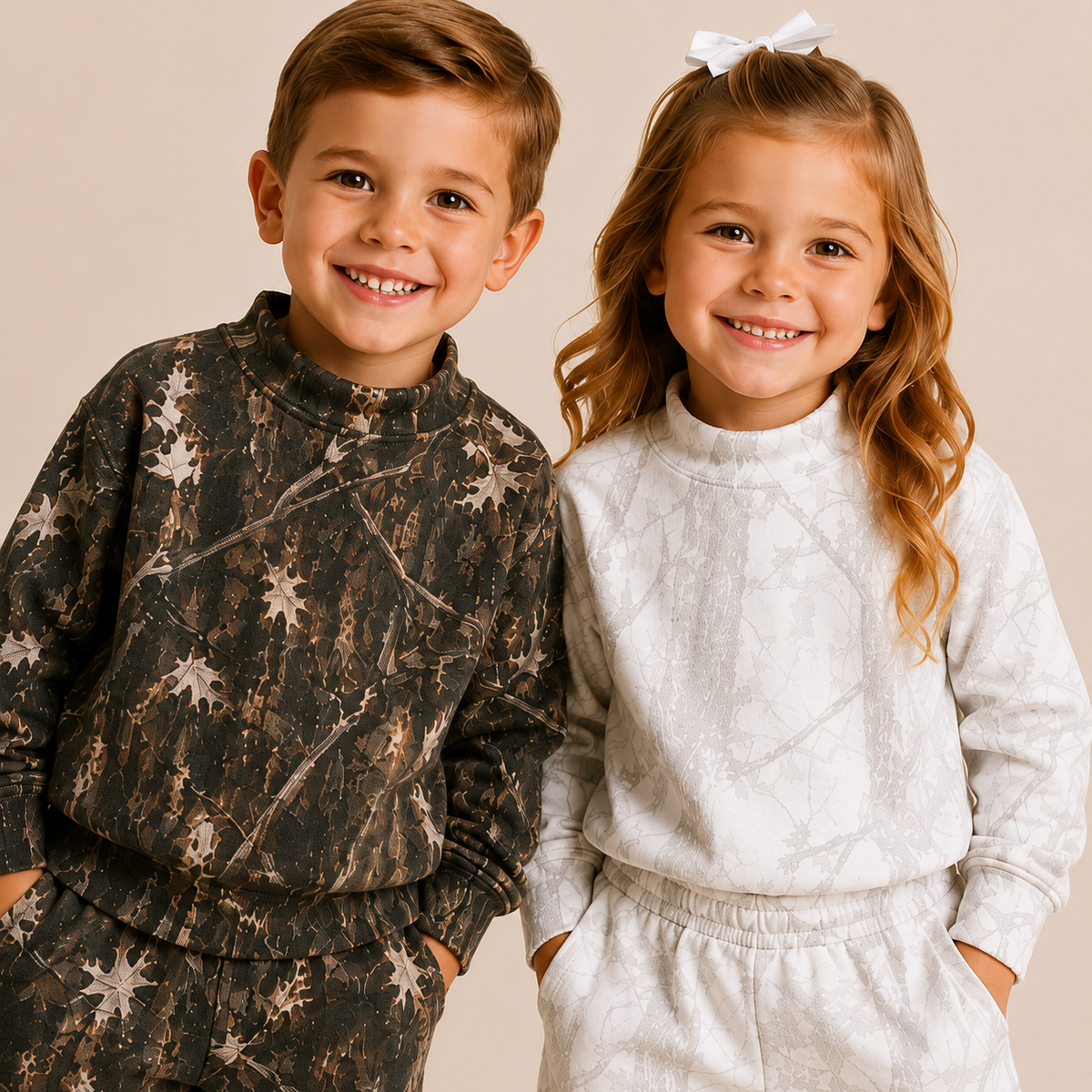 Woodland Camo / White Camo / Kids Mock Neck Sweatshirt | PREORDER 6