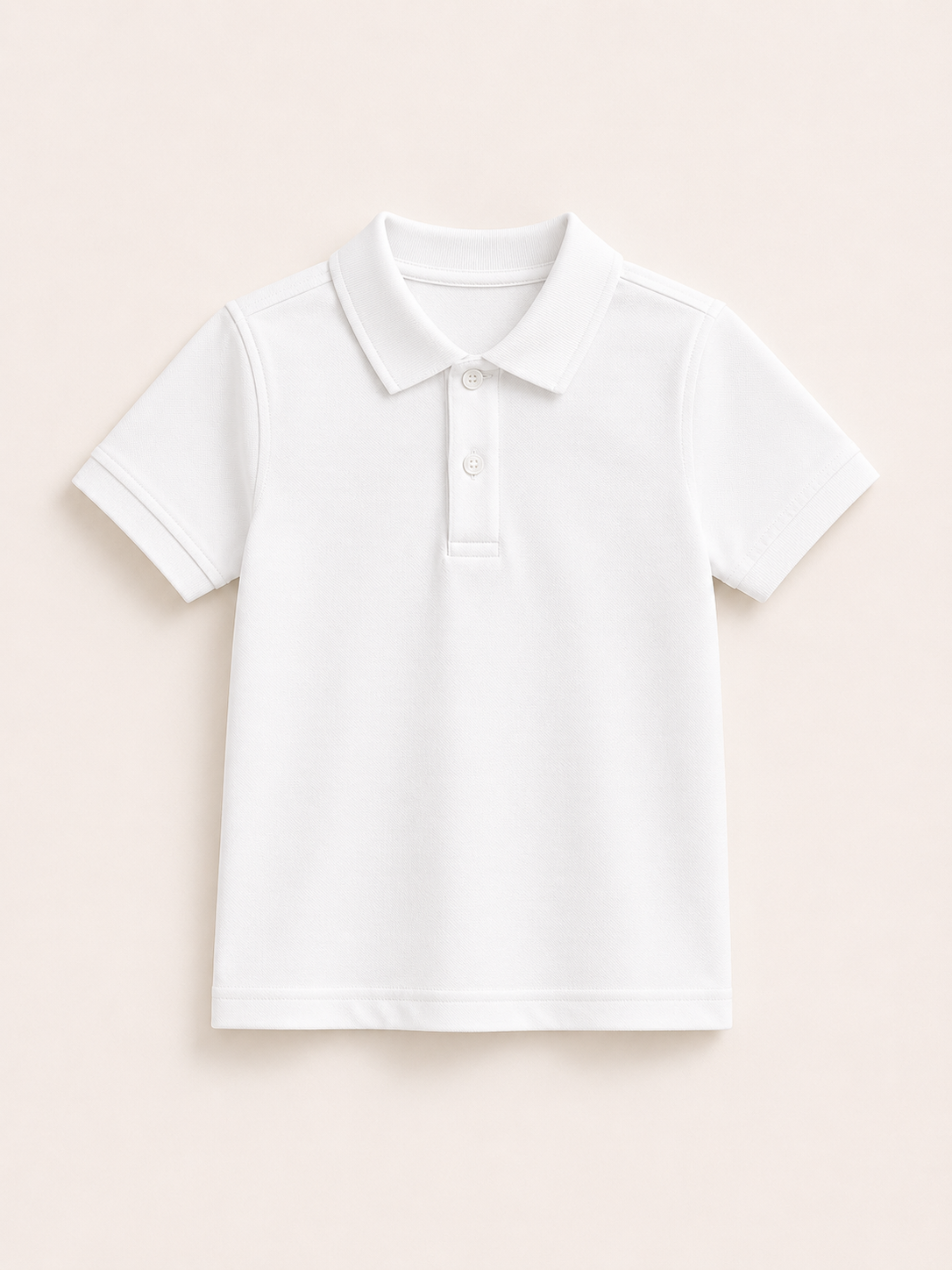 White Boy's Short Sleeve Polo Shirt, 100% cotton blank, sizes 12M–10 — ARB Blank