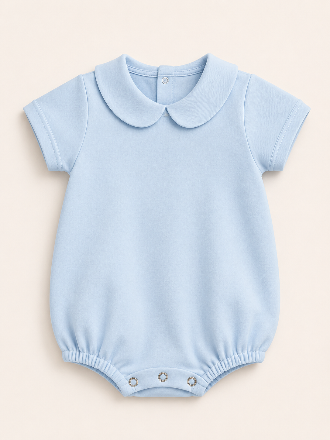 Light Blue Boy's Peter Pan Collar Short Sleeve Bubble Romper 