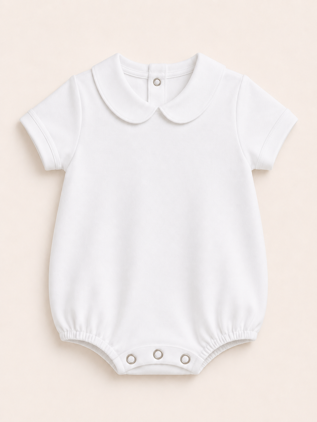 White Boy's Peter Pan Collar Short Sleeve Bubble Romper 