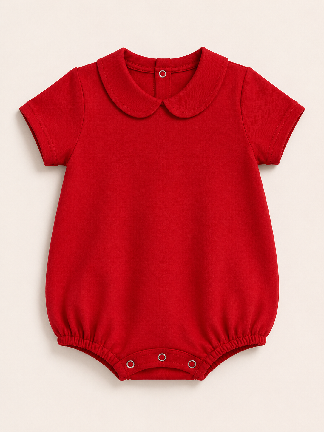 Red Boy's Peter Pan Collar Short Sleeve Bubble Romper 
