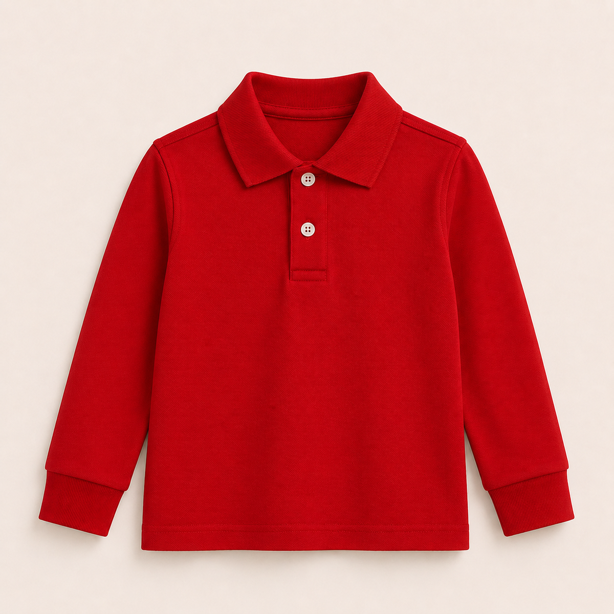Red Boy's Long Sleeve Polo Shirt, 100% cotton blank, sizes 12M–10 — ARB Blank