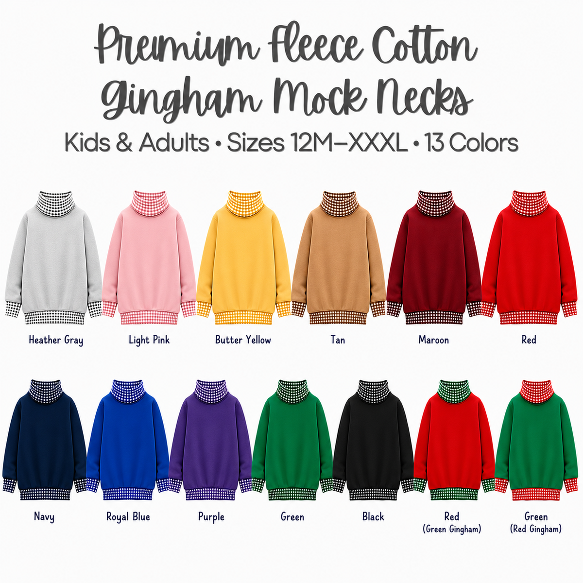 Kids Gingham Mock Neck Sweatshirt | PRE-ORDER 5 | 12M–14Y