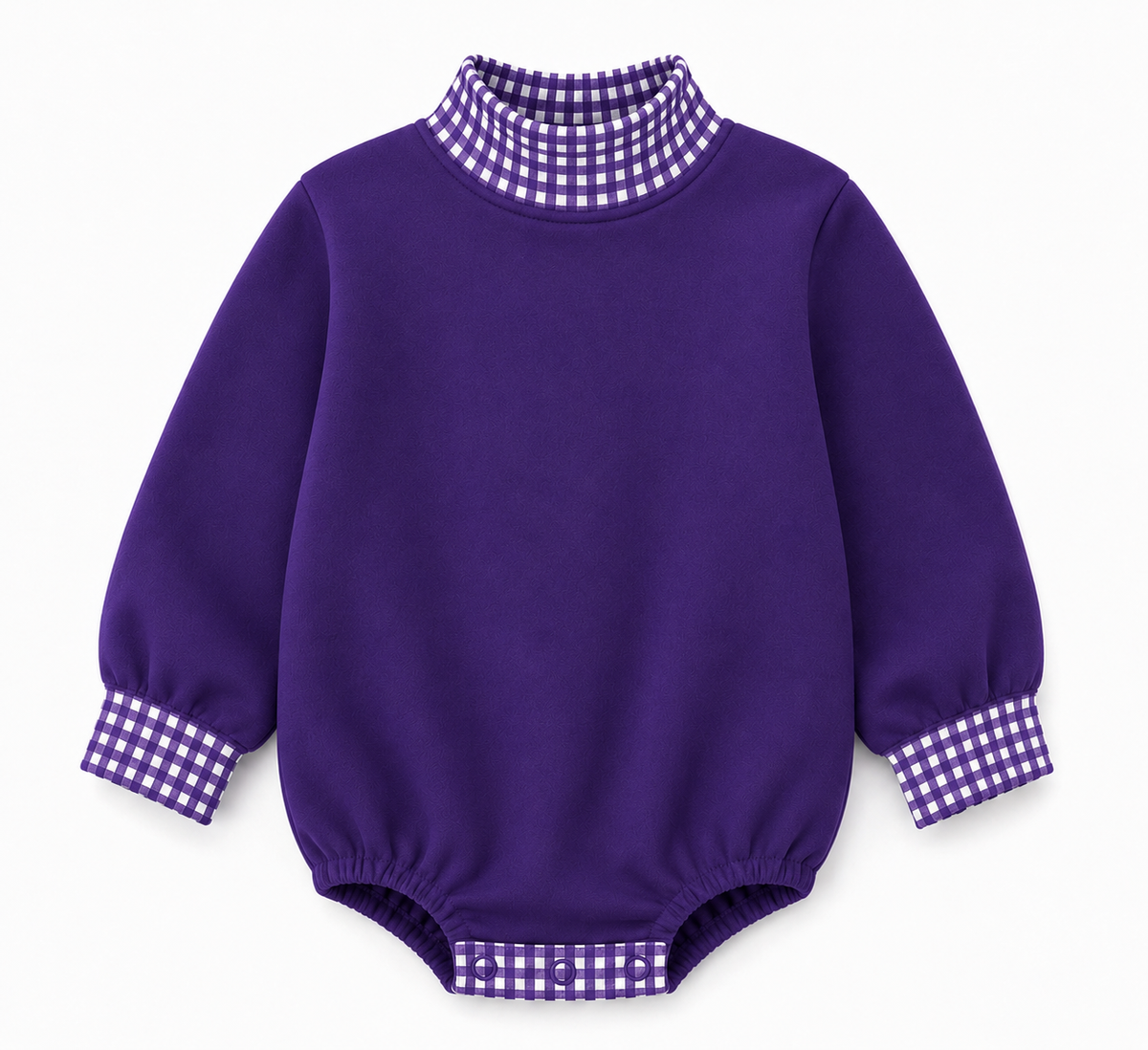 Gingham Mock Neck Baby Bubble  |PRE-ORDER 5 |Embroidery, HTV & DTF Blank