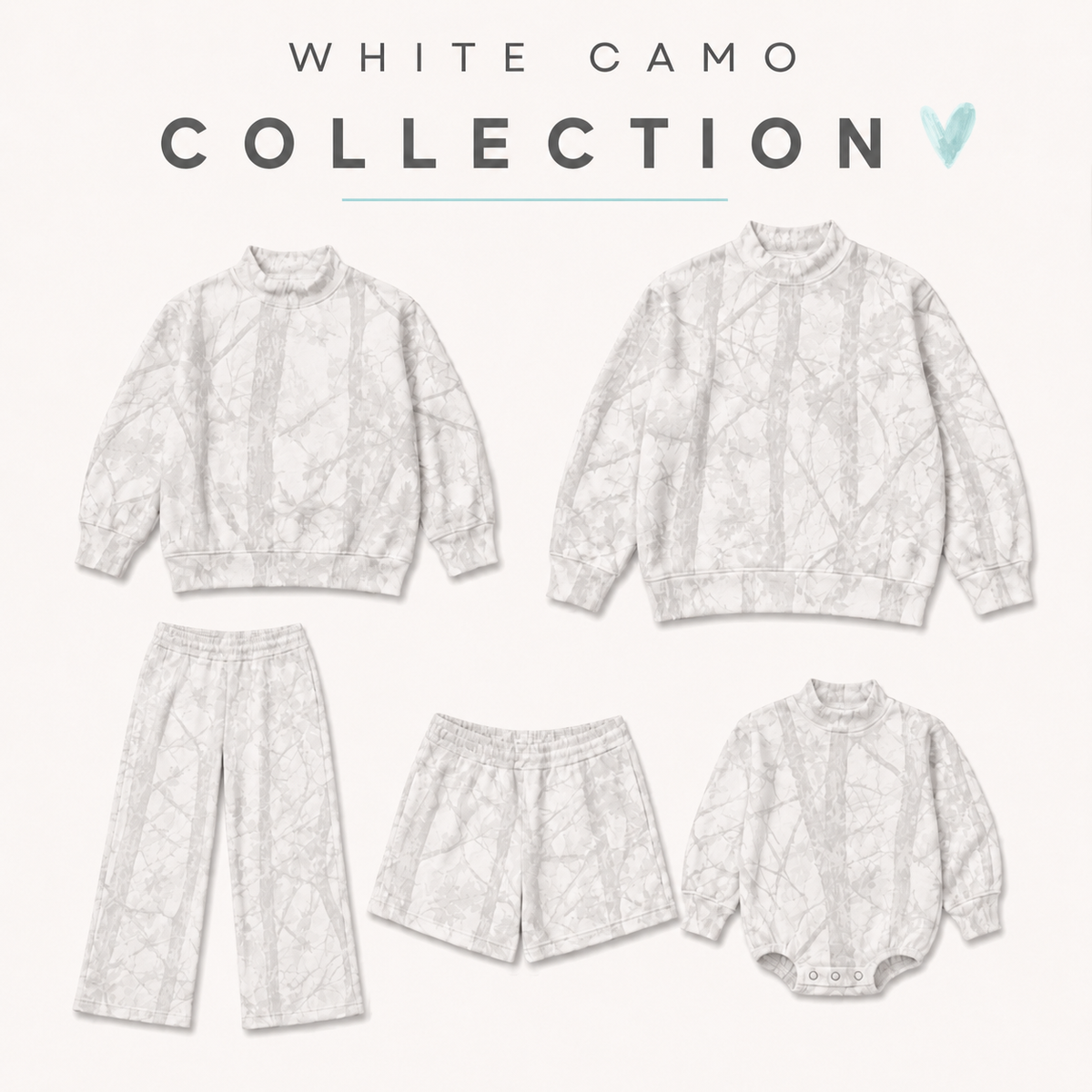 Woodland Camo / White Camo / Gray Leopard Kids Mock Neck Sweatshirt | PREORDER 5