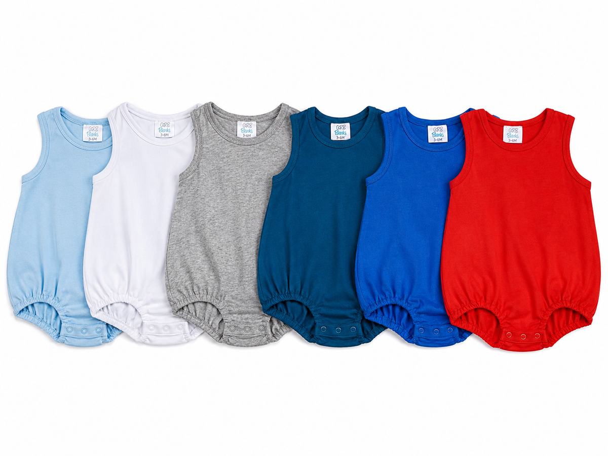 Unisex baby bubble bodysuit in 4 colors: white, grey, light blue, red, blue and  navy — ARB Blanks 100% cotton blank for embroidery and boutique designs