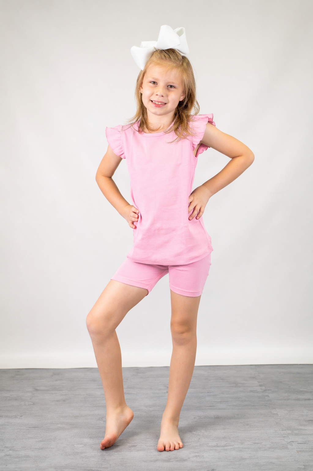 Bubble gum Pink summer straight leg short boutique blank -- ARB Blanks, embroidery and HTV ready, sizes 12M-10