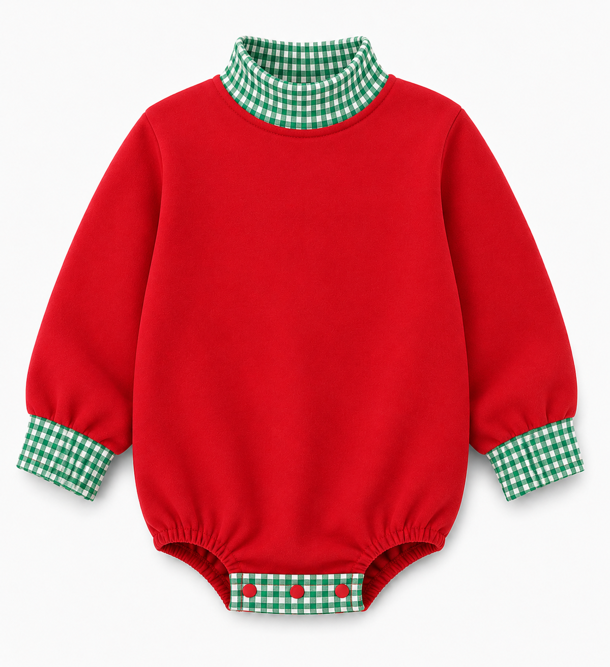 Holiday Gingham Mock Neck Baby Bubble | PRE-ORDER | Embroidery, HTV & DTF Blank