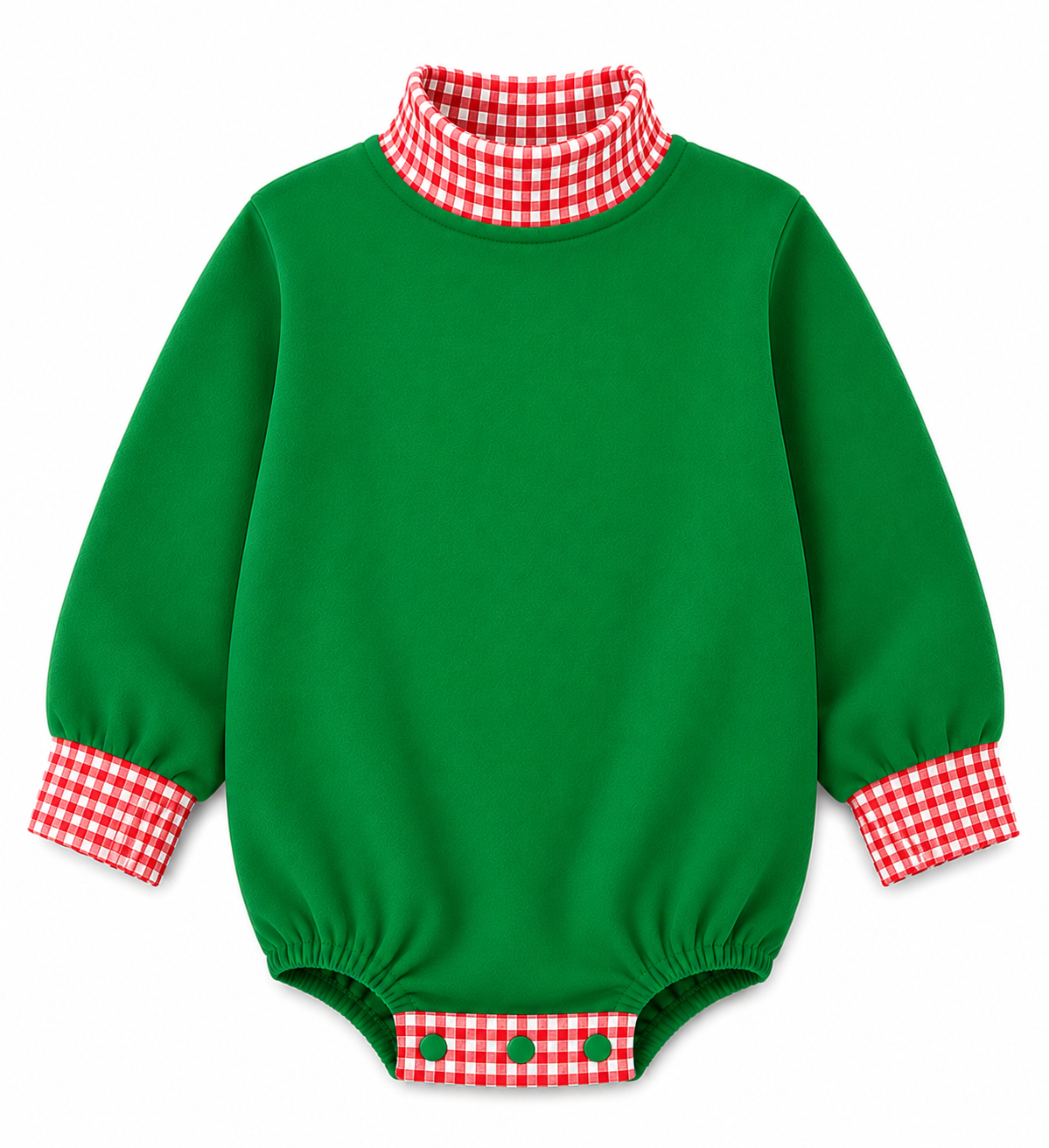 Holiday Gingham Mock Neck Baby Bubble | PRE-ORDER | Embroidery, HTV & DTF Blank